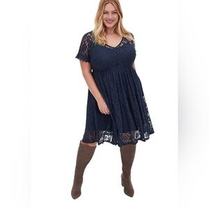 Torrid - blue lace skater dress. Size 6 which is a US 30. See size guide photo